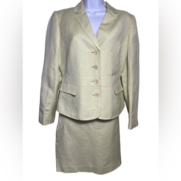 NWT Calvin Klein size 14 petite light lime green linen blend summer suit 💚💚 - Picture 1 of 9
